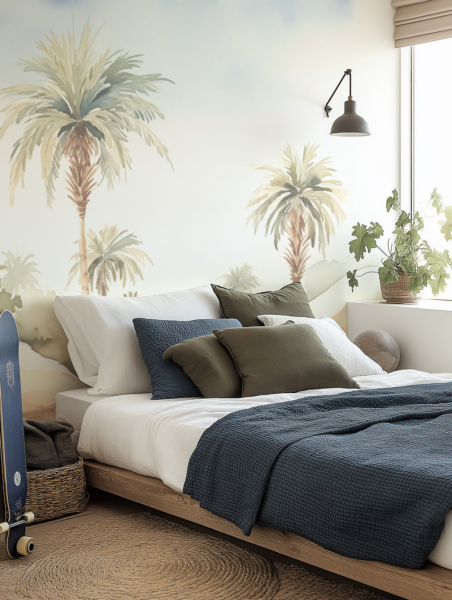 Palm Dunes Wallpaper Mural from Olive et Oriel where you can shop wallpaper and artworks online