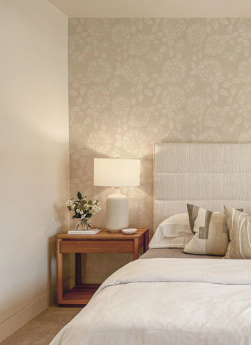 French Country Rose Beige Wallpaper from Olive et Oriel where you can shop wallpaper and artworks online