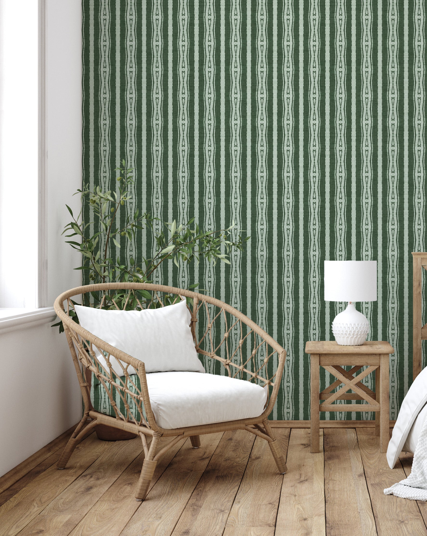 Textured Stripe in Dark Green Wallpaper