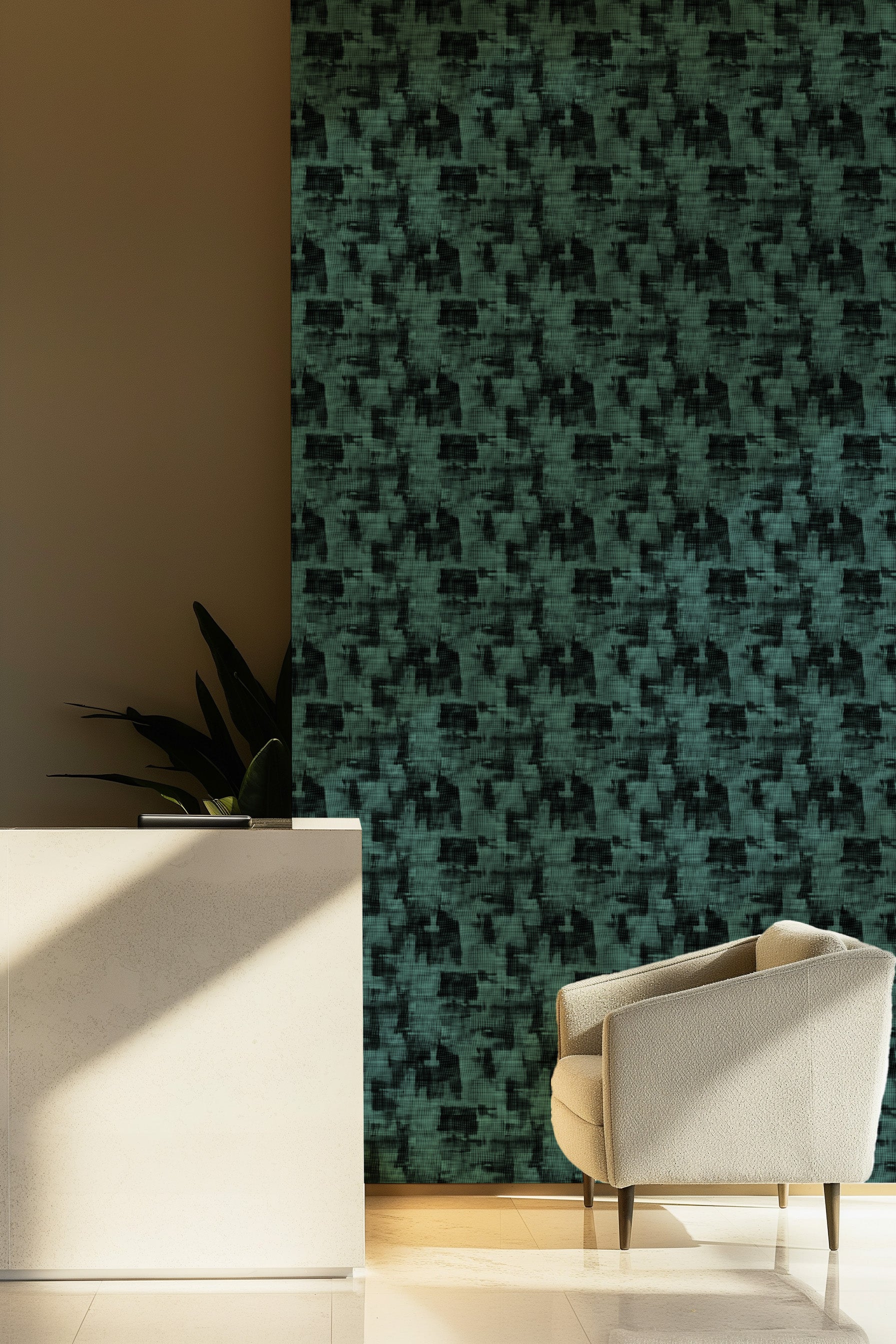 Louis in Dark Green Commercial Vinyl Wallcovering