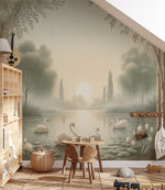 Graceful Swan's Haven Wallpaper Mural
