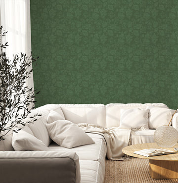 Country Rose Vines Dark Green Wallpaper from Olive et Oriel where you can shop wallpaper and artworks online