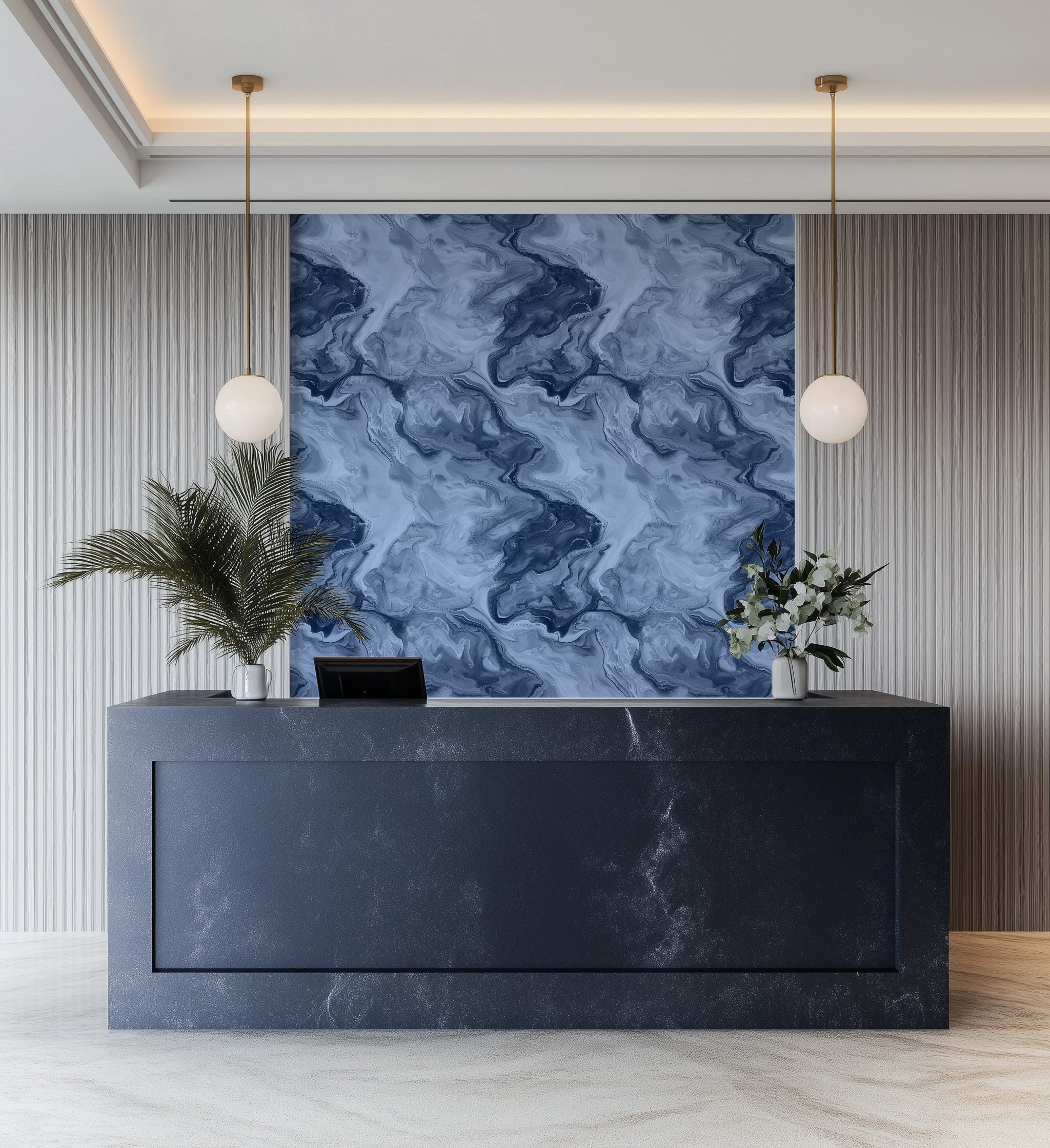 Oslo in Navy Commercial Vinyl Wallcovering