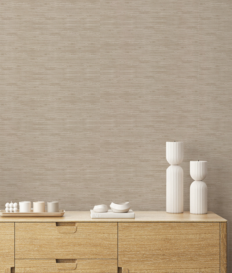 Faux Grasscloth in Taupe Wallpaper
