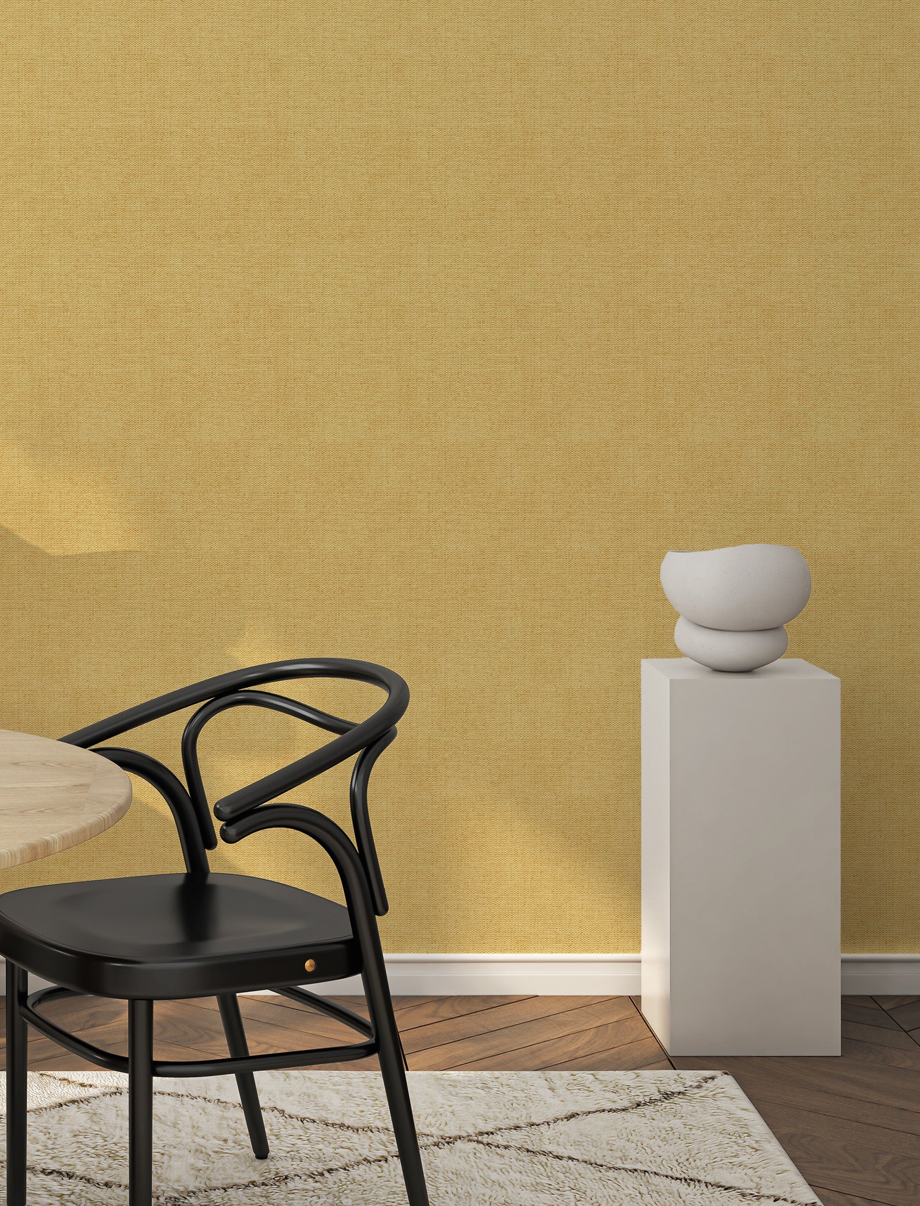 Ashsa in Mustard Commercial Vinyl Wallcovering