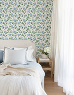 Hampton Bloom in Light Blue Hydrangea Wallpaper