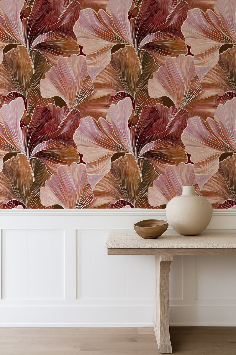 Ginkgo in Deep Pink Wallpaper