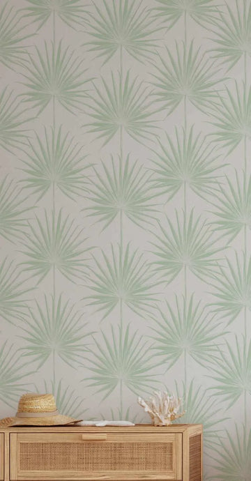 Coastal Palm Wallpaper in Green from Olive et Oriel where you can shop wallpaper and artworks online