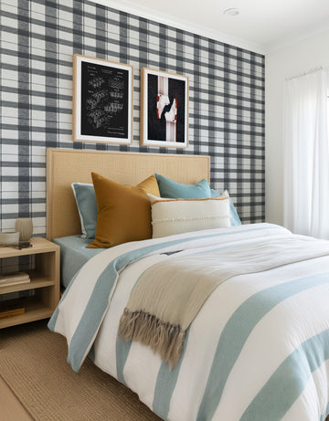 Vintage Varsity Plaid Wallpaper from Olive et Oriel where you can shop wallpaper and artworks online