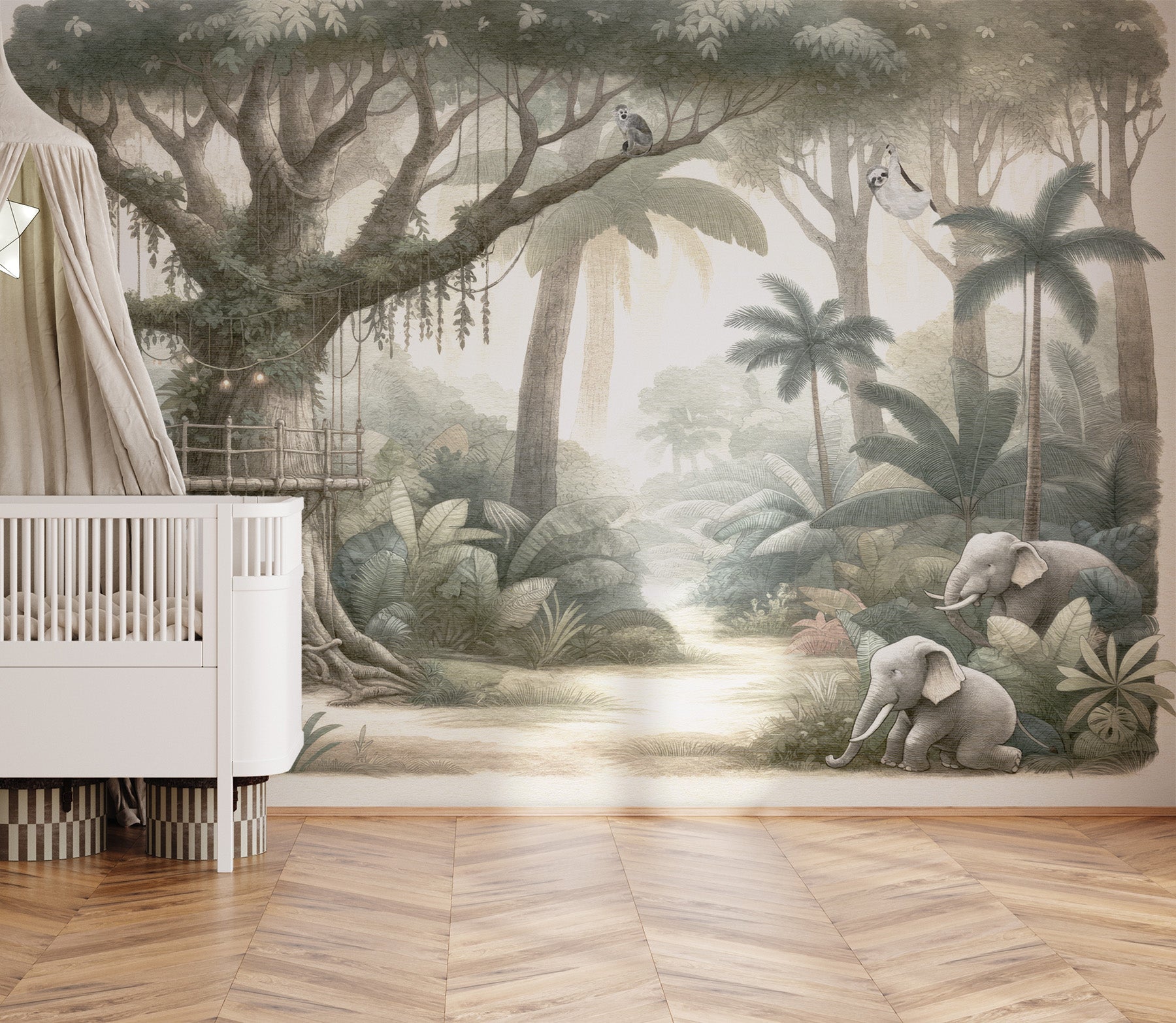 Tropical Animal Oasis Wallpaper Mural