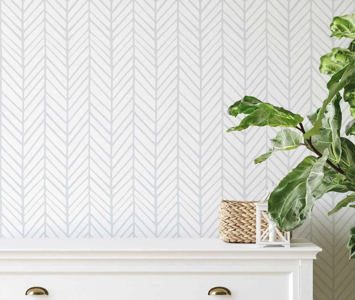 Chevron Wallpaper in Grey from Olive et Oriel where you can shop wallpaper and artworks online