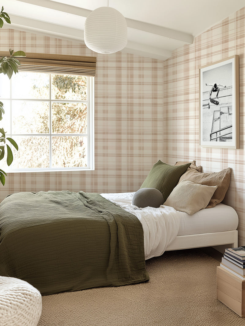 Camper Plaid Wallpaper from Olive et Oriel where you can shop wallpaper and artworks online