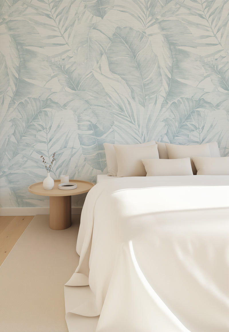 Palm Sanctuary in Light Blue Wallpaper