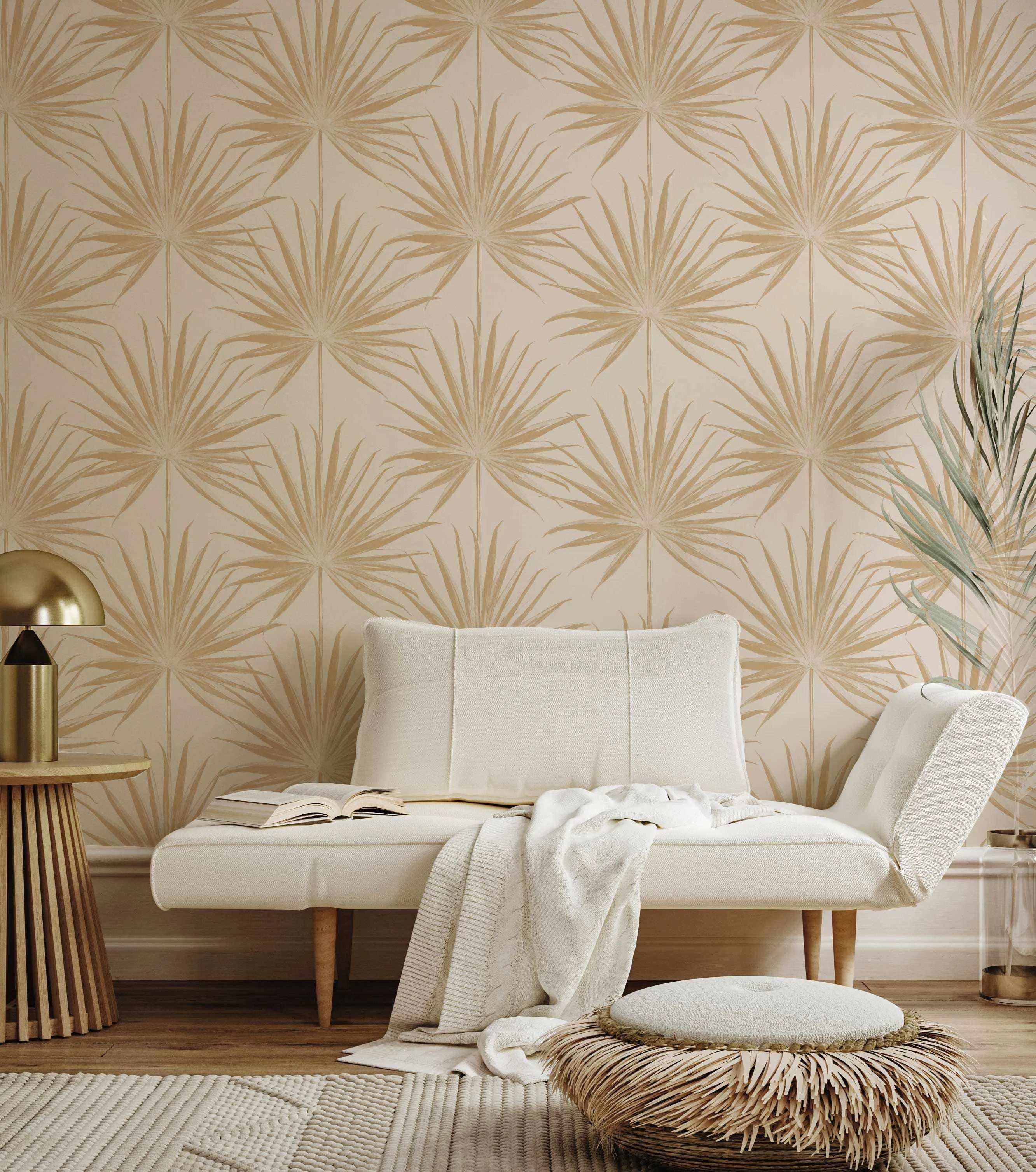 Coastal Palm Wallpaper in Coffee from Olive et Oriel where you can shop wallpaper and artworks online