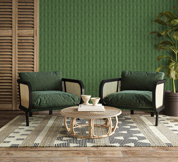 Organic Dark Green Stripe Wallpaper from Olive et Oriel where you can shop wallpaper and artworks online
