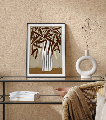 Whimsical Field in Ochre Brown Wallpaper from Olive et Oriel where you can shop wallpaper and artworks online
