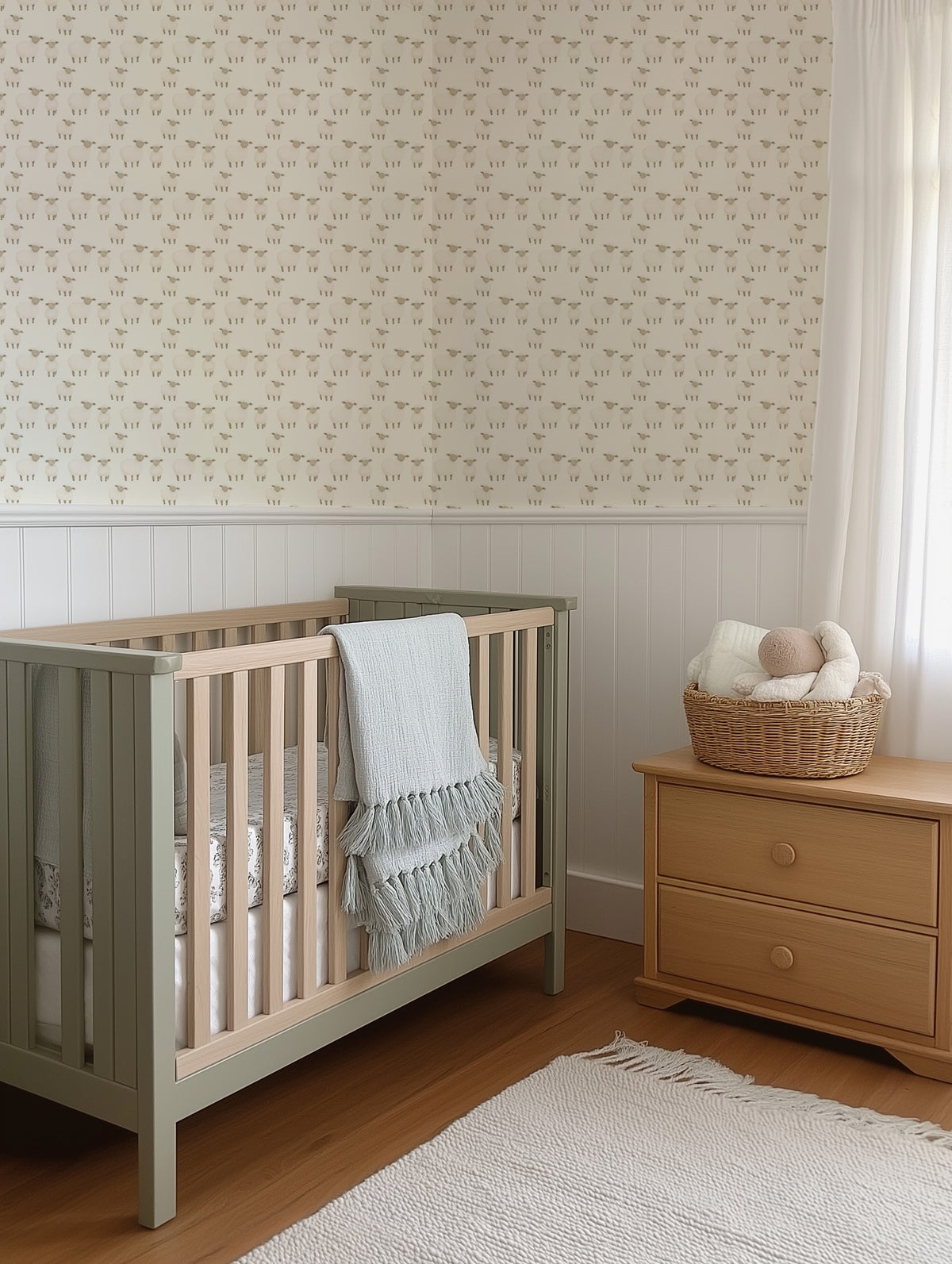 Counting Sheep Wallpaper from Olive et Oriel where you can shop wallpaper and artworks online