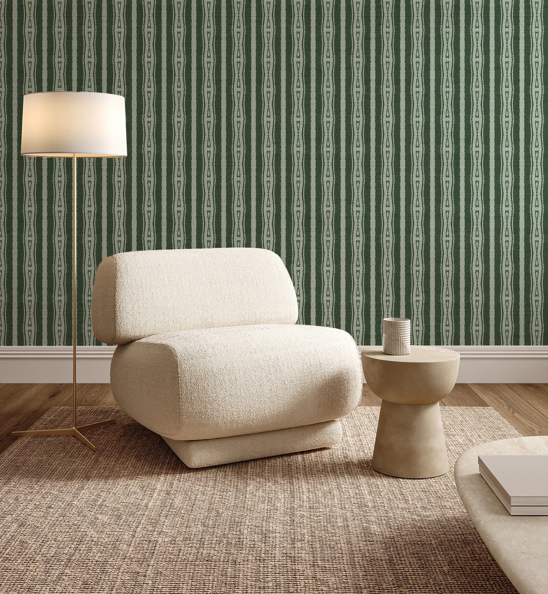 Textured Stripe in Dark Green Wallpaper