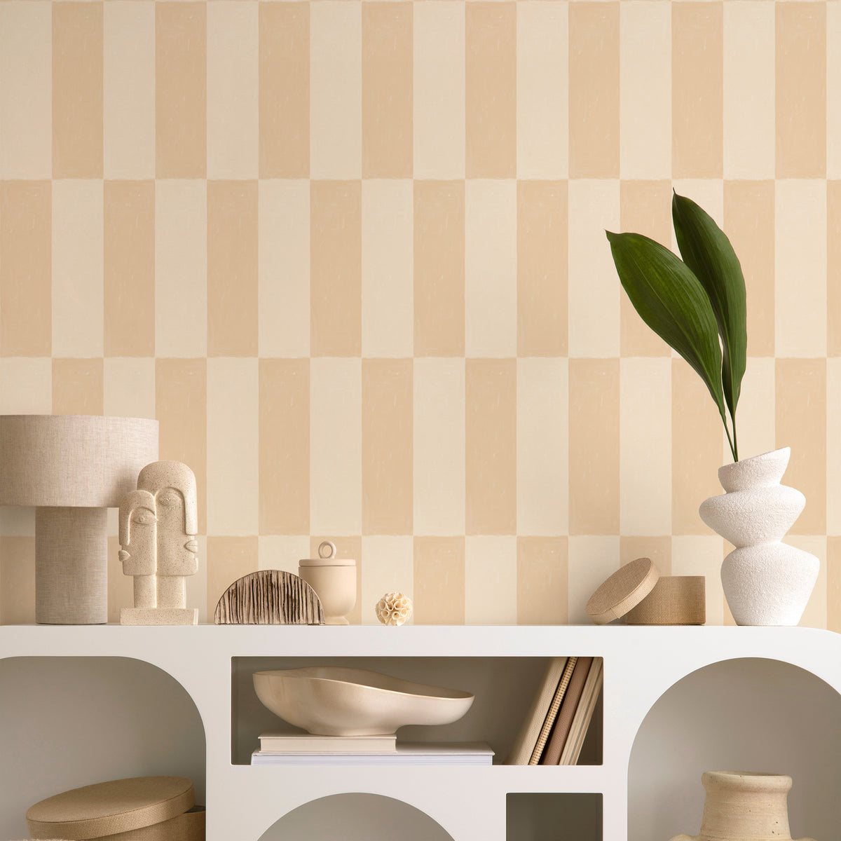 Cabarita Check in Mustard Wallpaper from Olive et Oriel where you can shop wallpaper and artworks online