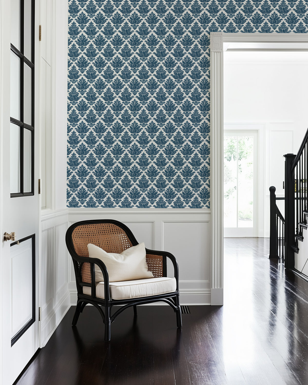 Savannah Colonial Blue Wallpaper from Olive et Oriel where you can shop wallpaper and artworks online