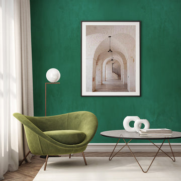 Venetian Plaster in Rich Dark Green Wallpaper from Olive et Oriel where you can shop wallpaper and artworks online