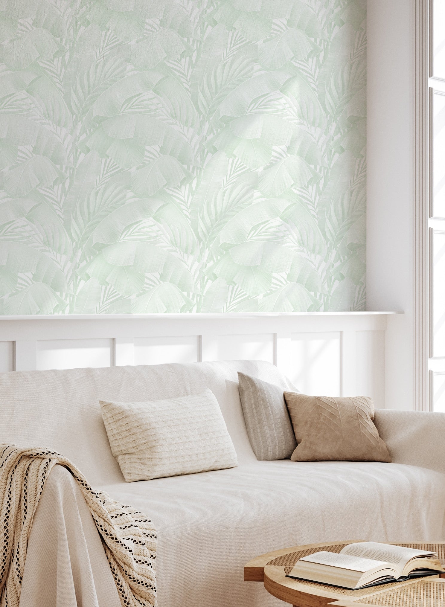 Palmy Canopy in Sage Green Wallpaper