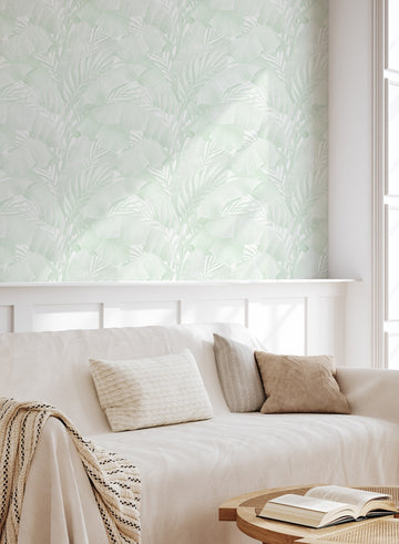 Palmy Canopy in Sage Green Wallpaper from Olive et Oriel where you can shop wallpaper and artworks online