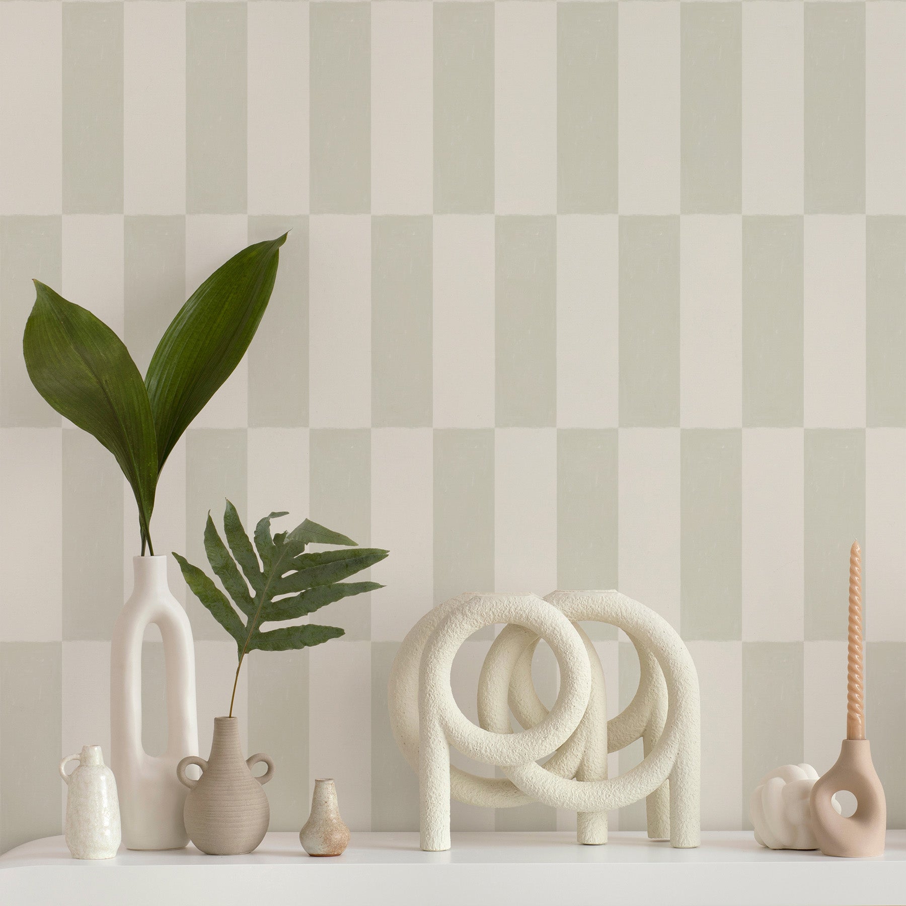 Cabarita Check in Sage Green Wallpaper