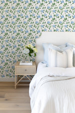 Hampton Bloom in Light Blue Hydrangea Wallpaper