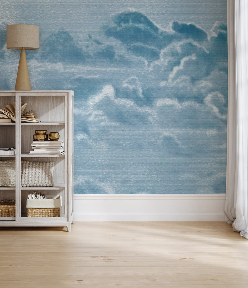 Luxe Clouds in Navy Blue Wallpaper Mural