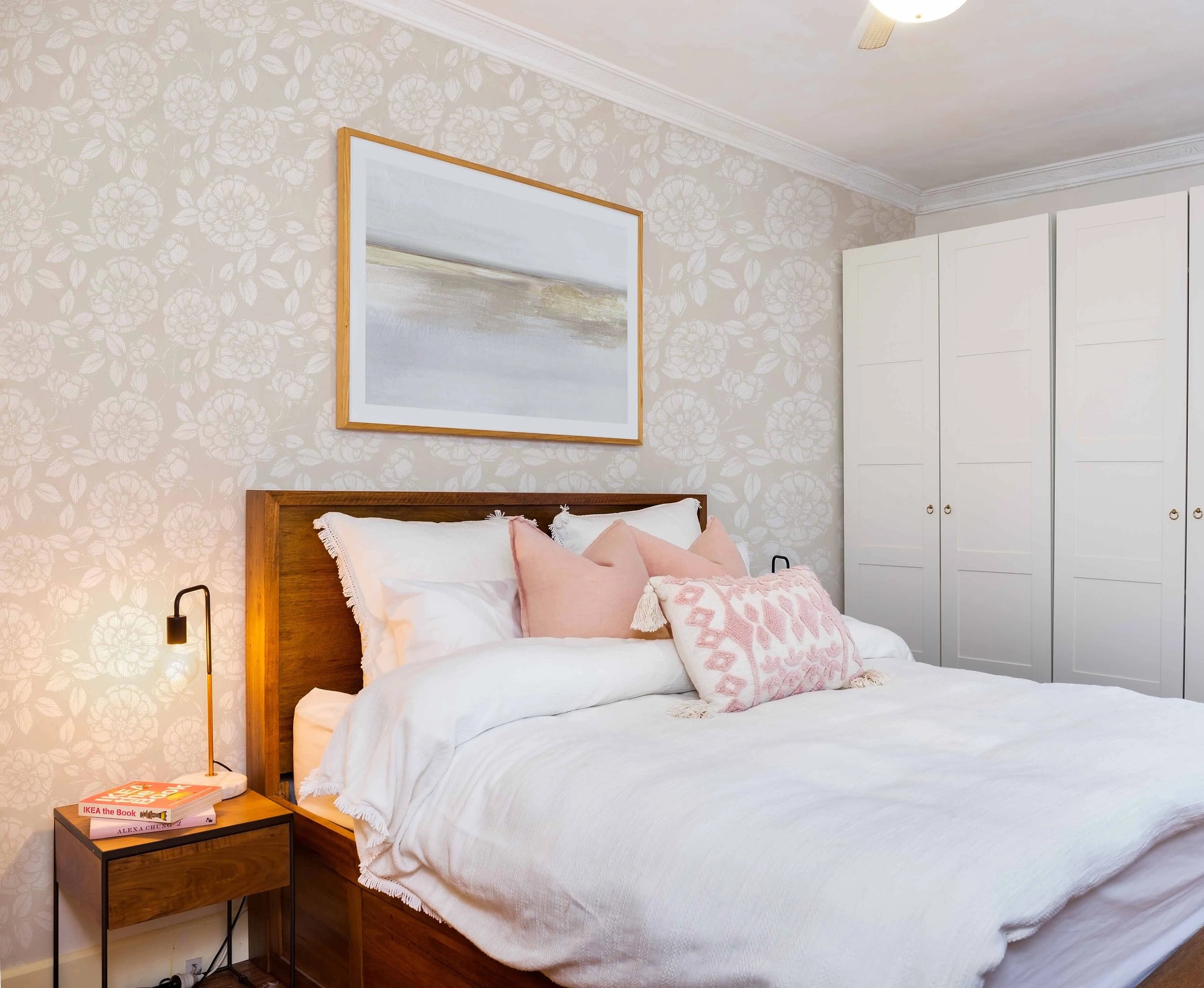 French Country Rose Beige Wallpaper from Olive et Oriel where you can shop wallpaper and artworks online