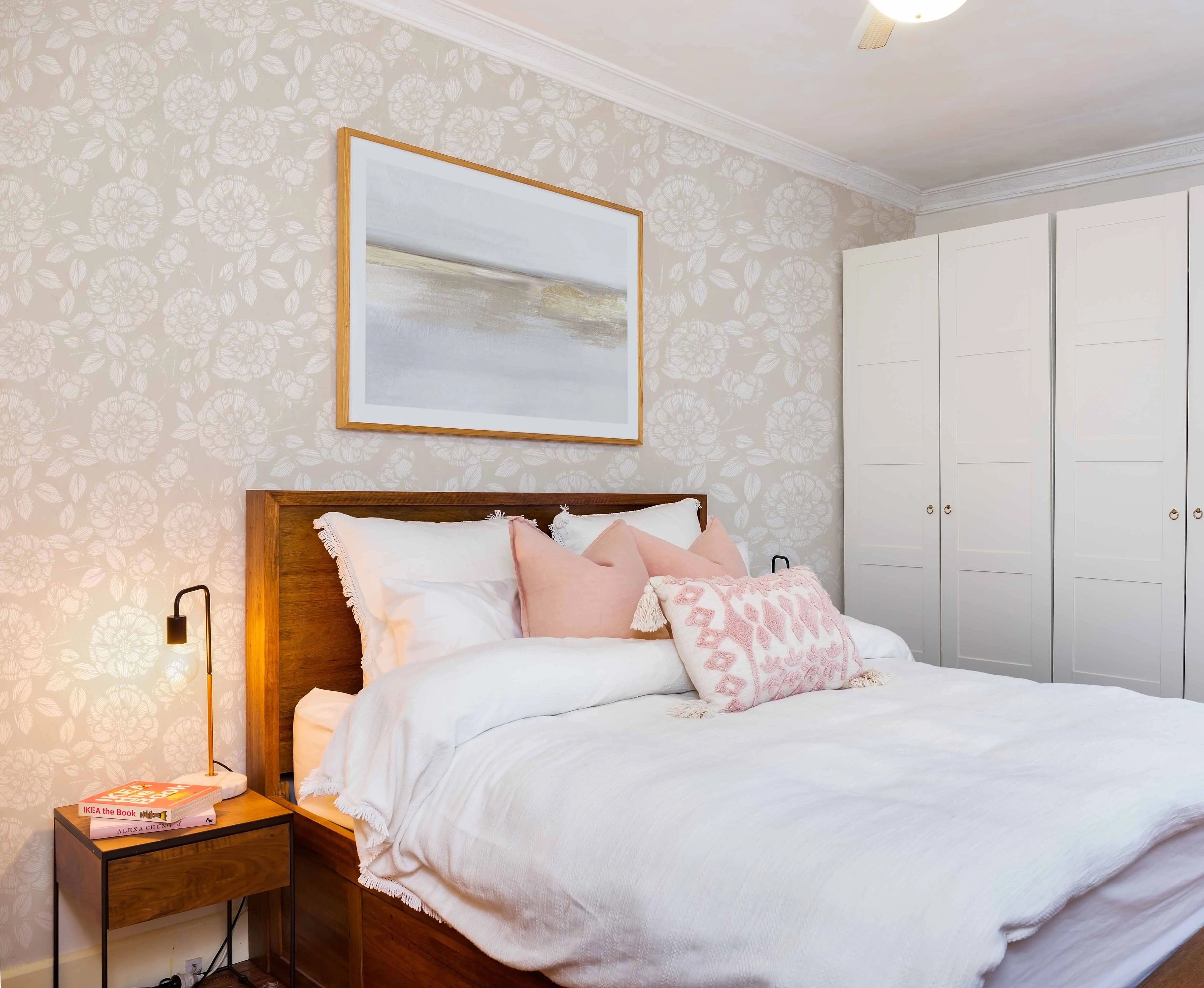 French Country Rose Beige Wallpaper from Olive et Oriel where you can shop wallpaper and artworks online