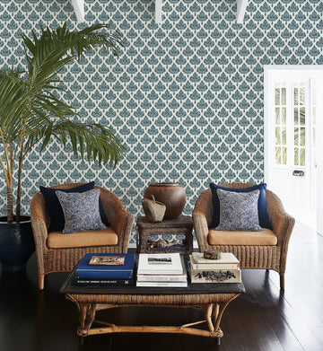 Court Colonial Blue Wallpaper from Olive et Oriel where you can shop wallpaper and artworks online