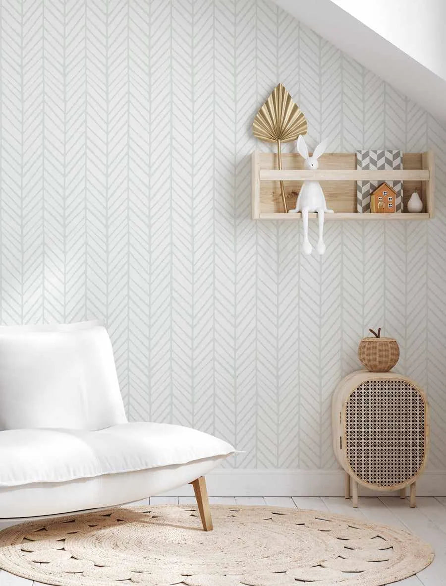 Chevron Wallpaper in Sage from Olive et Oriel where you can shop wallpaper and artworks online