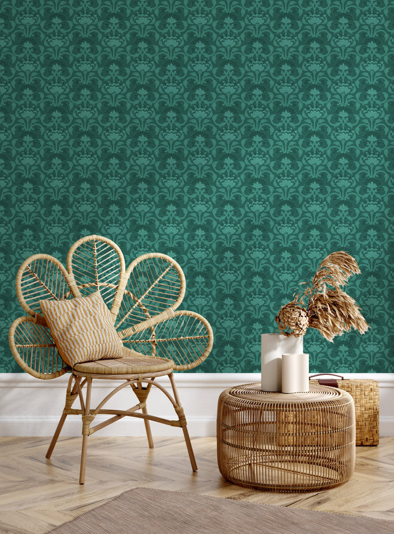 Country Belle Floral Dark Green Wallpaper from Olive et Oriel where you can shop wallpaper and artworks online