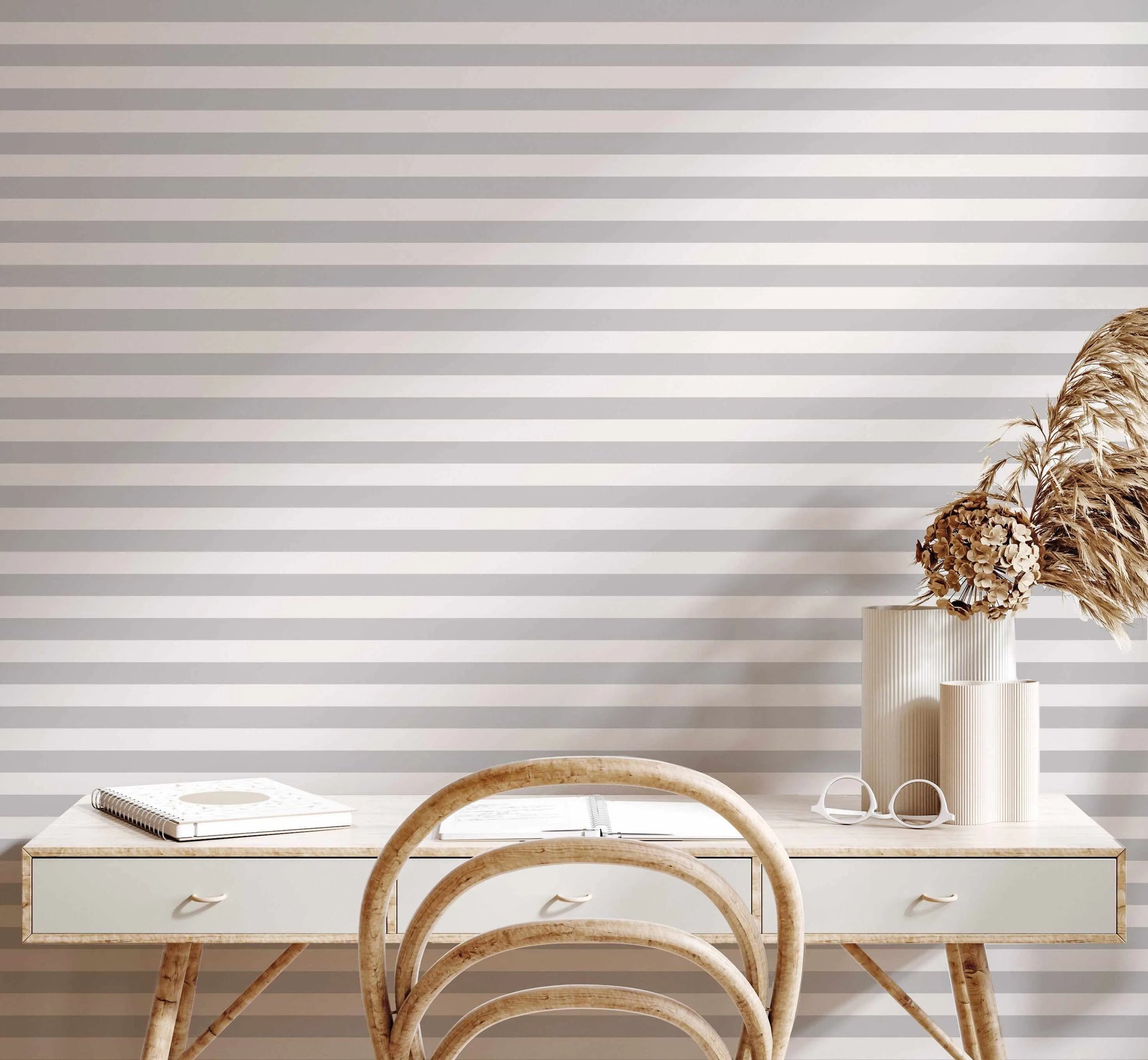 Horizontal Stripe in Mist Wallpaper from Olive et Oriel where you can shop wallpaper and artworks online