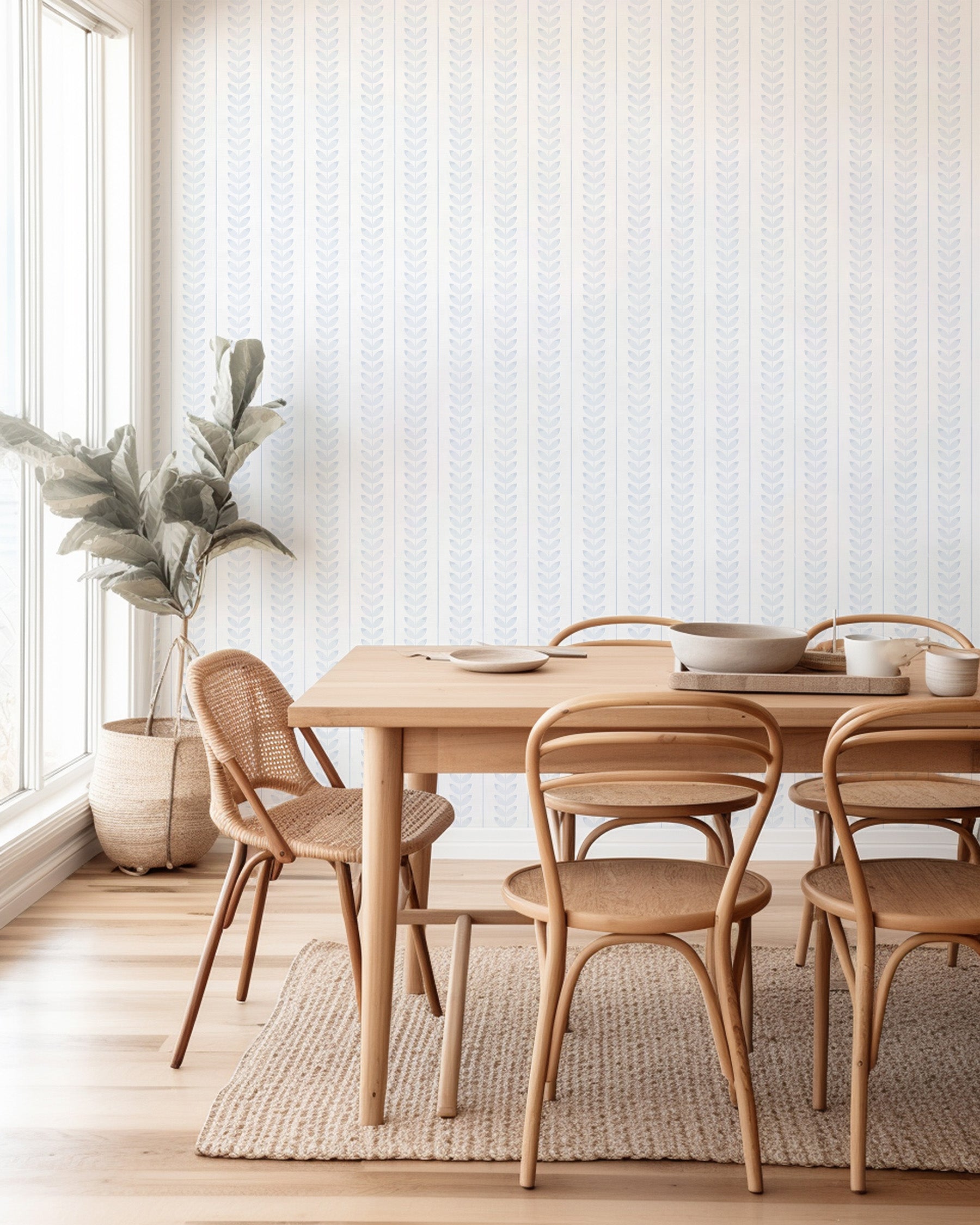 Hamptons Luxe Stripe in Light Blue Wallpaper