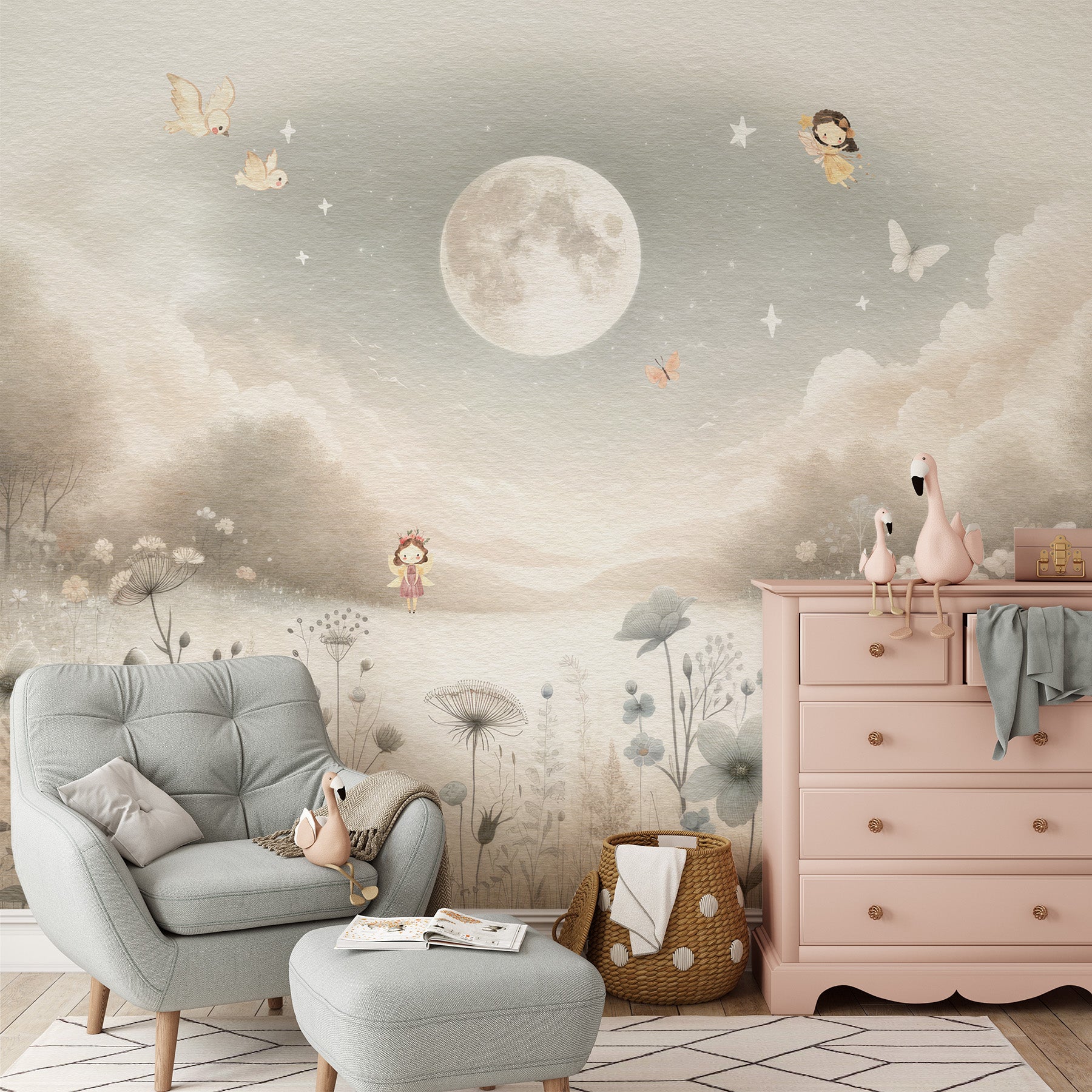 Moonlit Fairy Dreamscape Wallpaper Mural