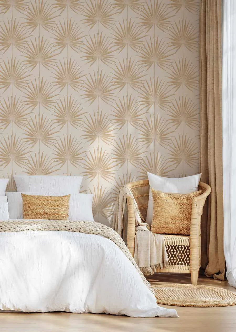 Coastal Palm Wallpaper in Coffee from Olive et Oriel where you can shop wallpaper and artworks online