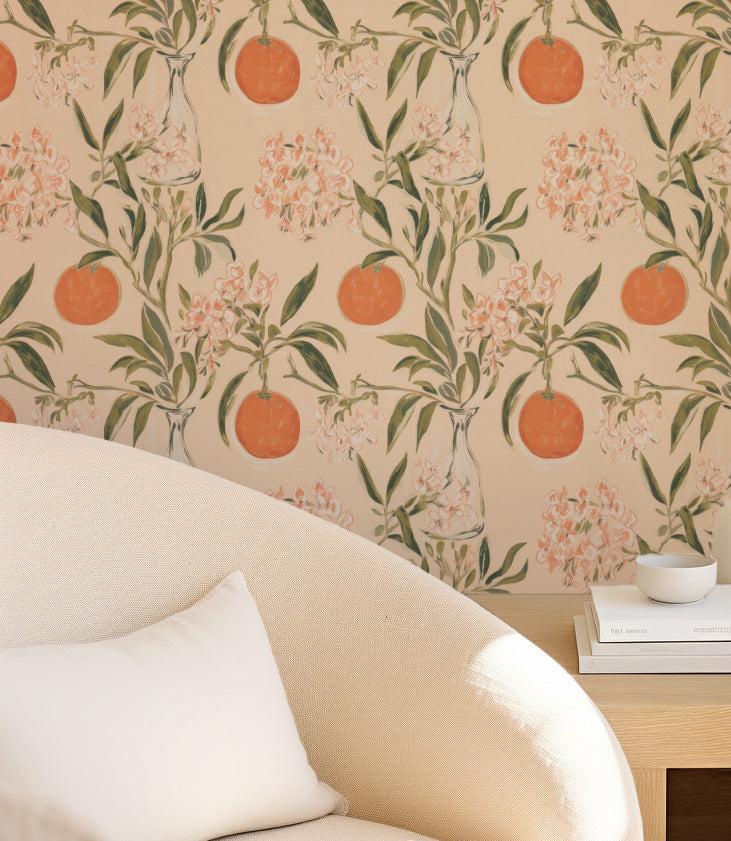 Les Oranges Wallpaper from Olive et Oriel where you can shop wallpaper and artworks online