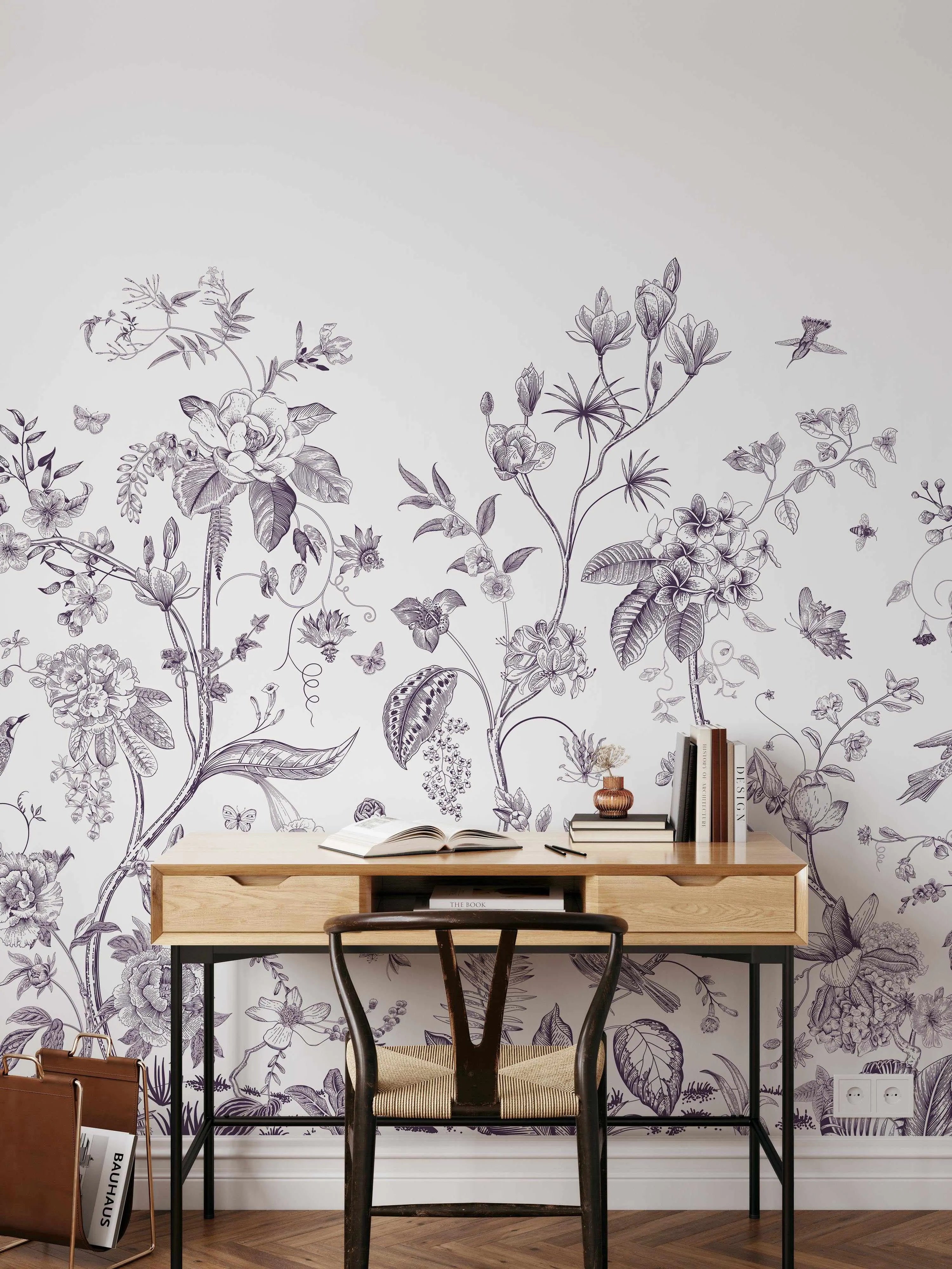 Bloom in Plum Wallpaper from Olive et Oriel where you can shop wallpaper and artworks online