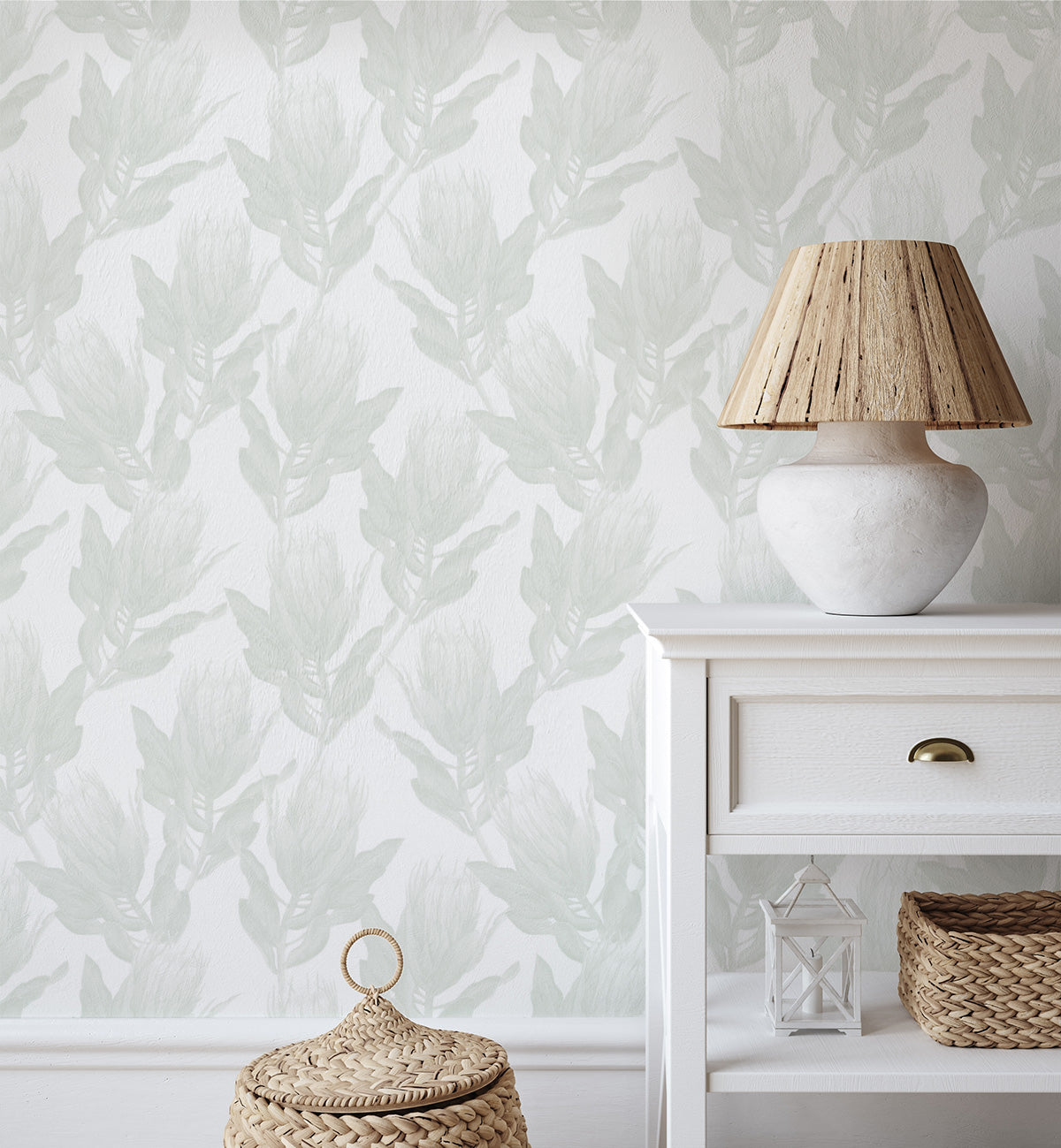 Protea Luxe in Sage Green Wallpaper