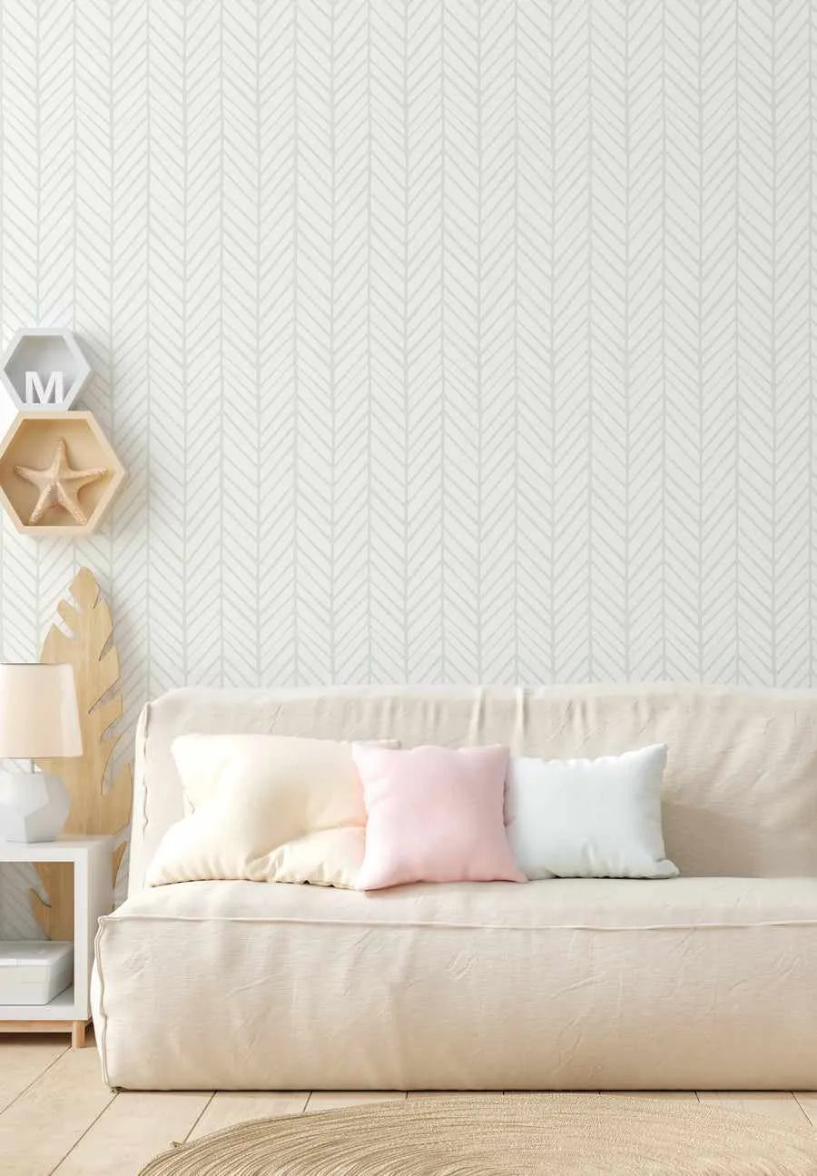 Chevron Wallpaper in Sage from Olive et Oriel where you can shop wallpaper and artworks online