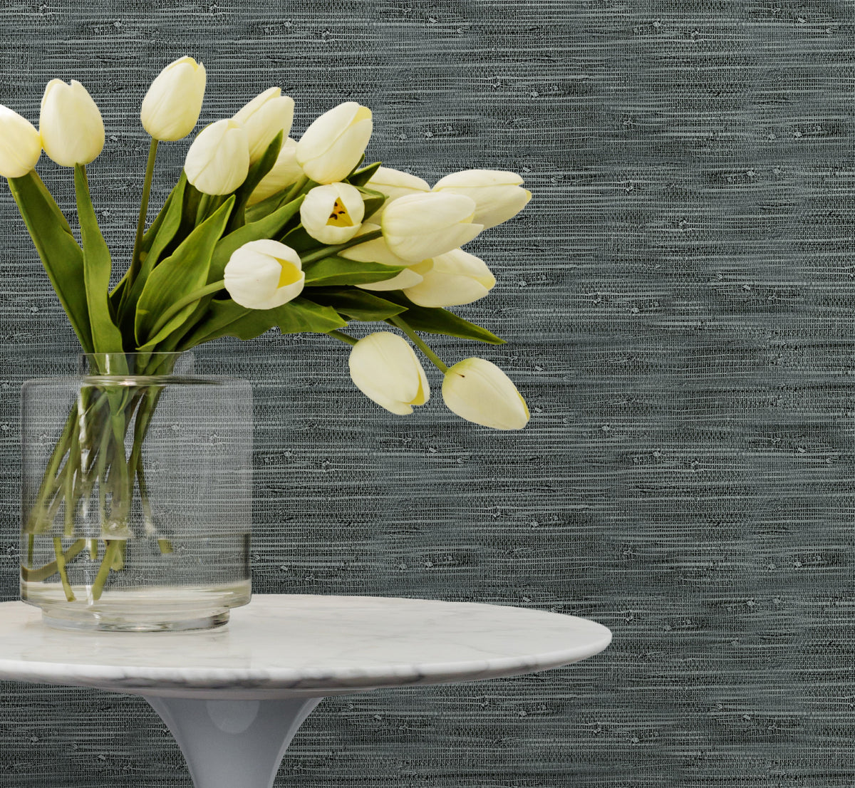 Faux Grass Cloth in Charcoal Wallpaper from Olive et Oriel where you can shop wallpaper and artworks online