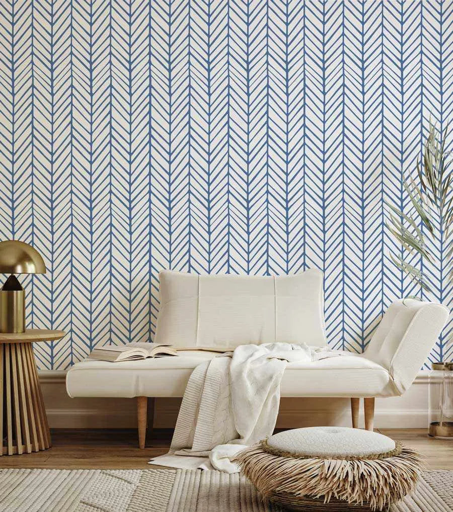 Chevron Wallpaper in Blue from Olive et Oriel where you can shop wallpaper and artworks online