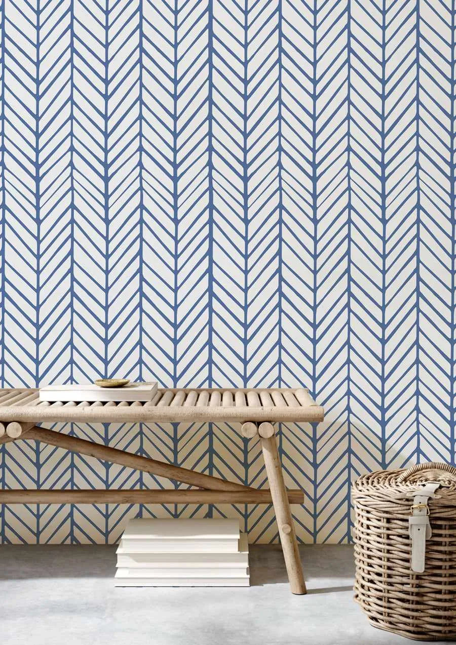 Chevron Wallpaper in Blue from Olive et Oriel where you can shop wallpaper and artworks online