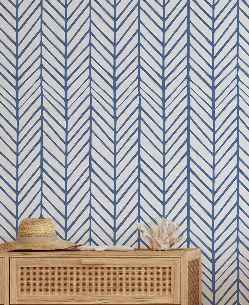 Chevron Wallpaper in Blue from Olive et Oriel where you can shop wallpaper and artworks online
