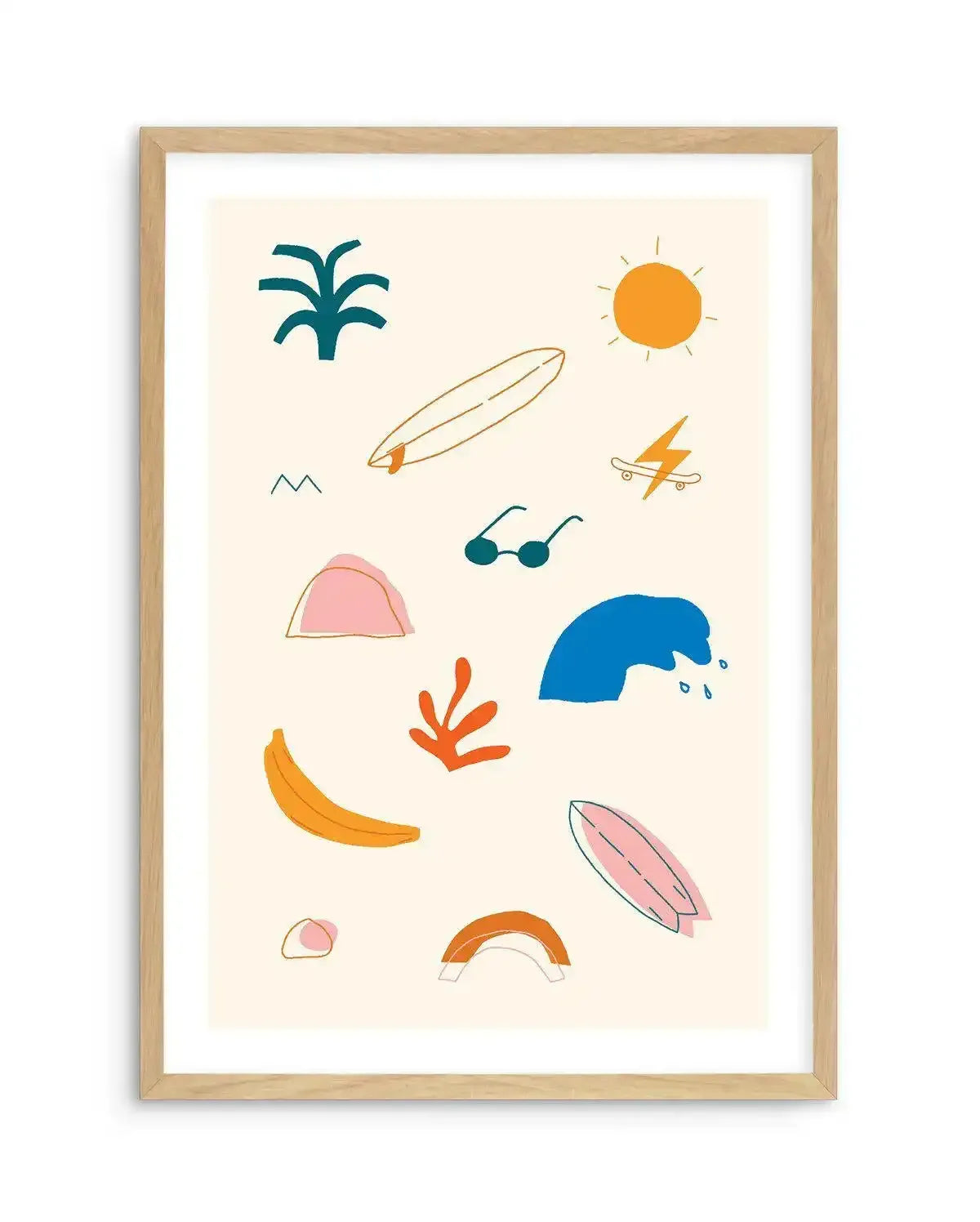 Summer Holiday Art Print-PRINT-Olive et Oriel-Olive et Oriel-A5 | 5.8" x 8.3" | 14.8 x 21cm-Oak-With White Border-Buy-Australian-Art-Prints-Online-with-Olive-et-Oriel-Your-Artwork-Specialists-Austrailia-Decorate-With-Coastal-Photo-Wall-Art-Prints-From-Our-Beach-House-Artwork-Collection-Fine-Poster-and-Framed-Artwork