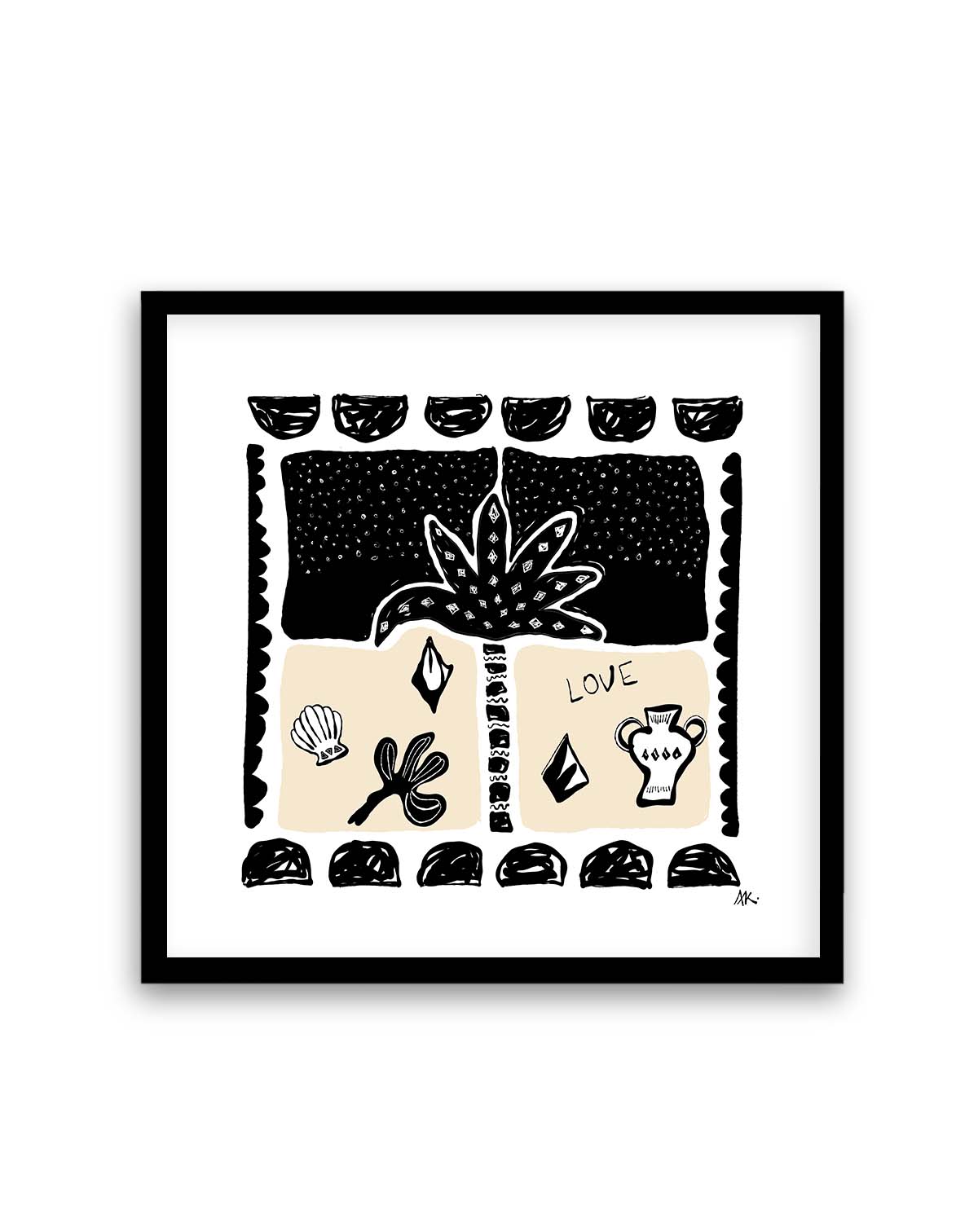 Summer Nights Beige Black by Anne Korako | Art Print