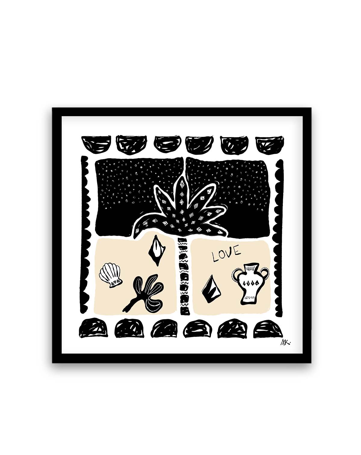 Summer Nights Beige Black by Anne Korako | Art Print